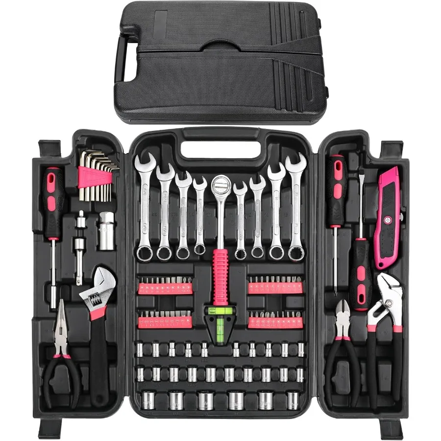 

Набор инструментов для механика, 95 предметов, с регулируемыми ключами, плоскогубцами, торцевыми насадками и футляром для хранения для дома, квартиры, гаража, портативный Pla