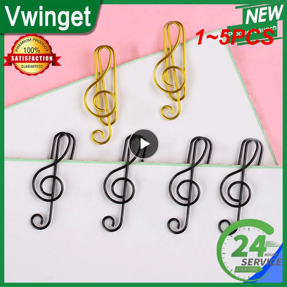 1~5PCS Metal Creative Music Note Shaped Creative File Clamp Paper Clips Bookmark Holder Paper Decorative Clip for Office School