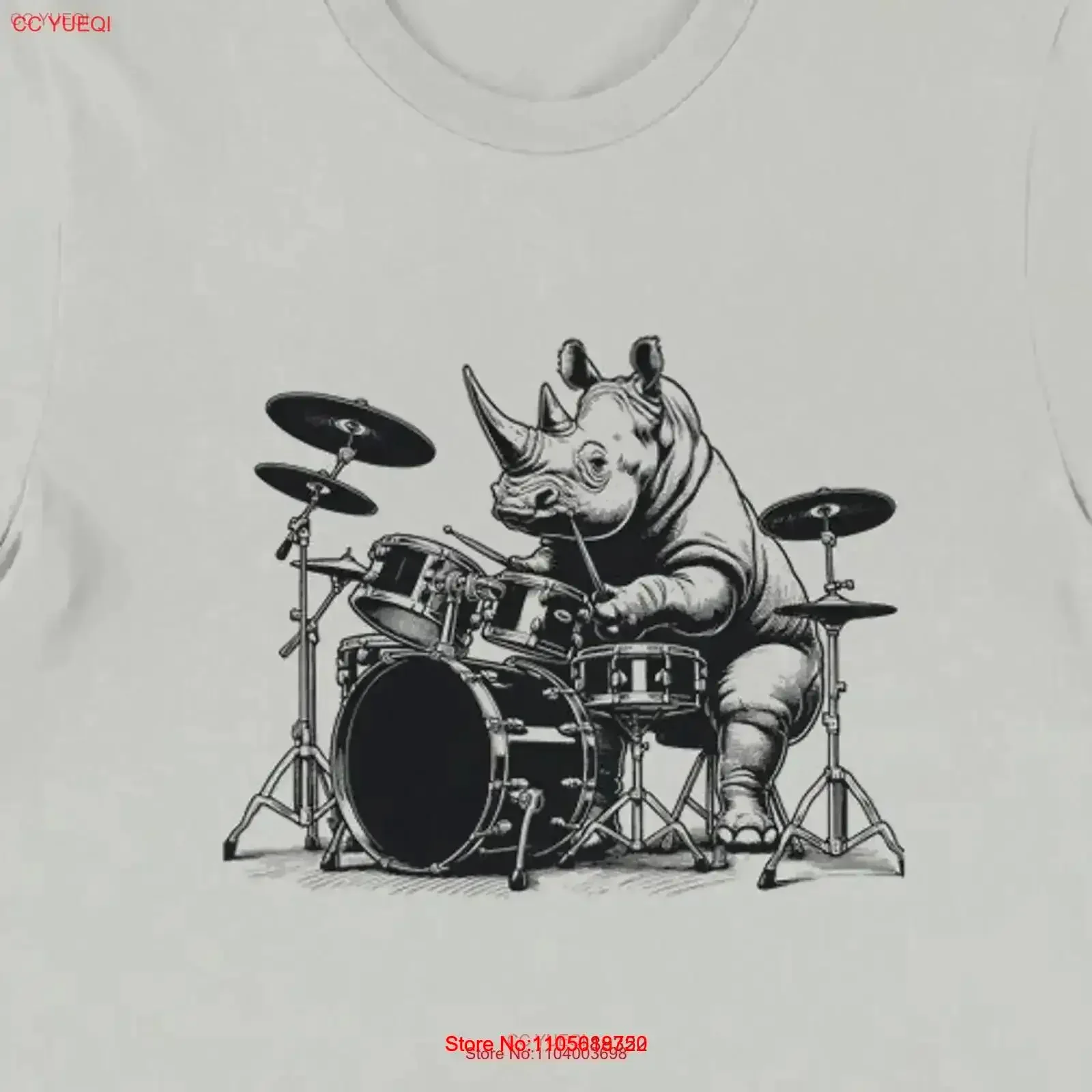 Rhino Drummer T Shirt Animal Lover Funny s For Him Her vintage Washed designer clothes Versatile Stretched vintage Washed