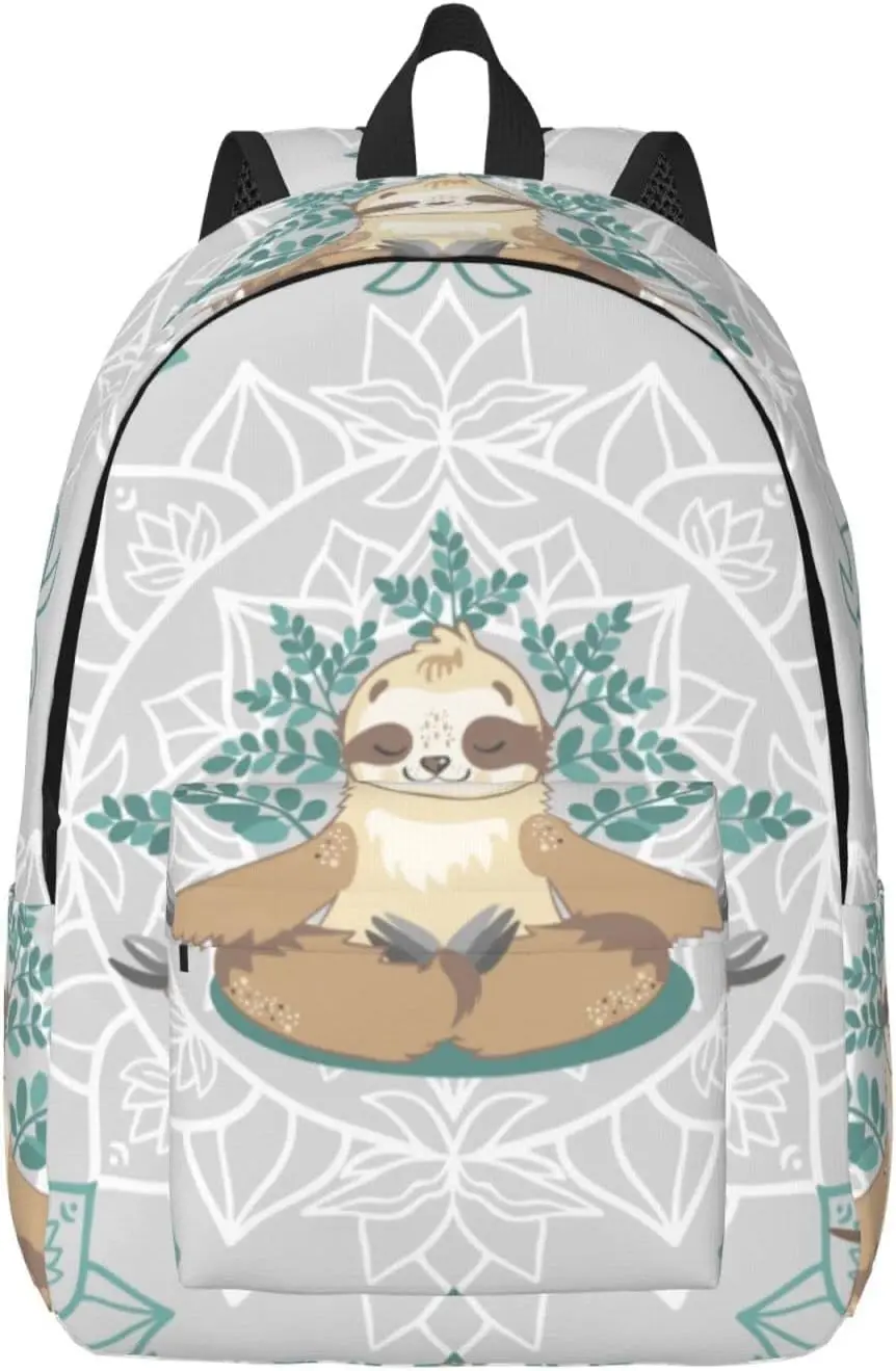 Backpack Casual Lightweight Sloth Bear Yoga Mandalas Laptop Backpack Men Women Travel Bag Outdoor Canvas Daypack