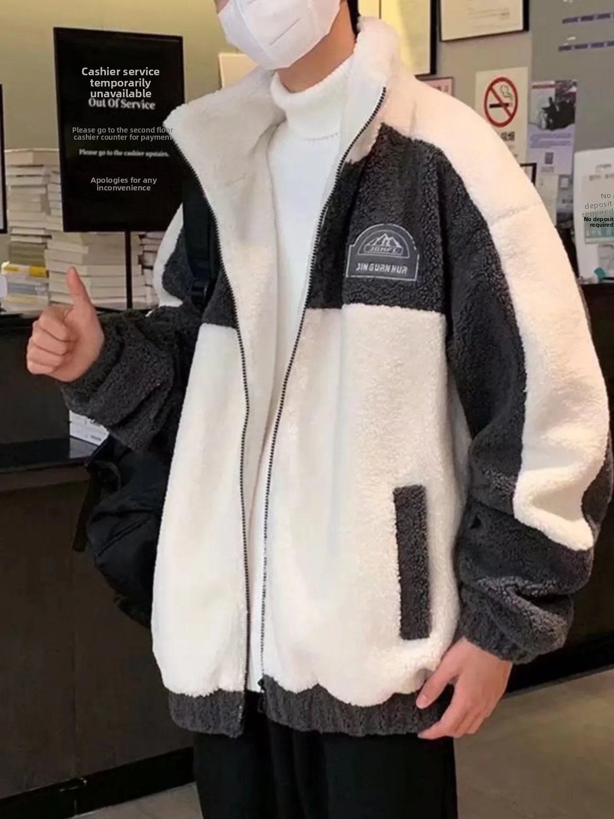 

Color Blo Lamb Velvet Cotton Jaet Men's Winter New Thiened Loose Cotton Clothes Hong Kong Sle Casual Warmth Cotton Coat