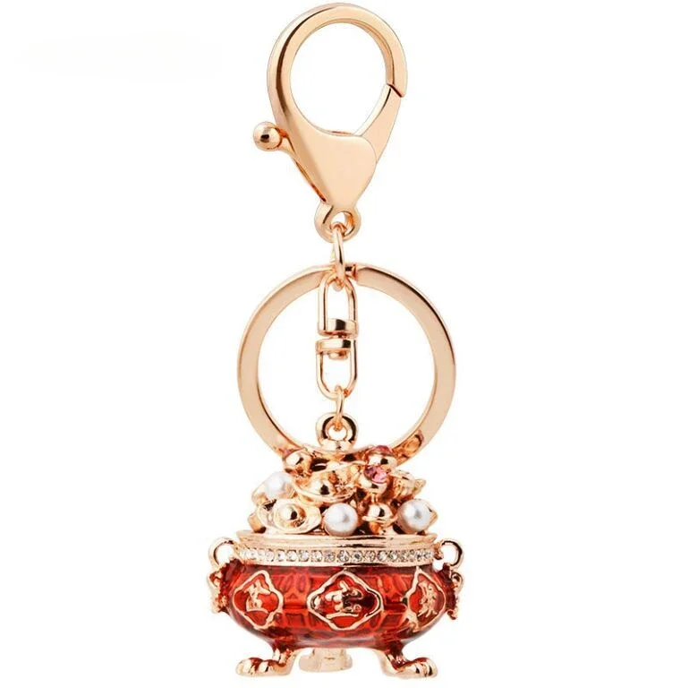 Hot money Bowl Keychain Treasure Bowl Pendant Keyring for Women Men Car Key Holder Gift