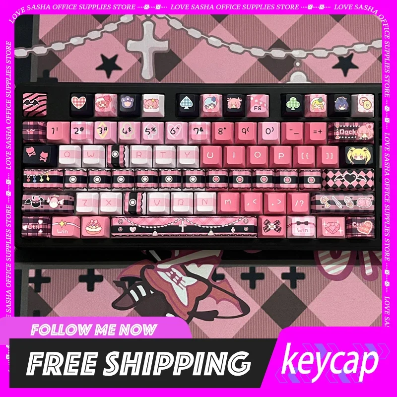 

Anime Cartoon Keycaps Moa/Cherry Pbt 142key Keycaps Thermal Sublimation Customization Keycaps For Desktop Mechanical Keyboard