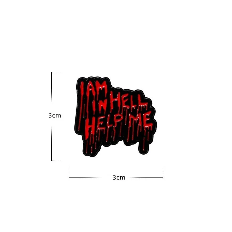 Punk Horror Theme Enamel Brooch Creative Fashion Minimally Design English Letter Lapel Pin Badge Backpack Clothing Accessories