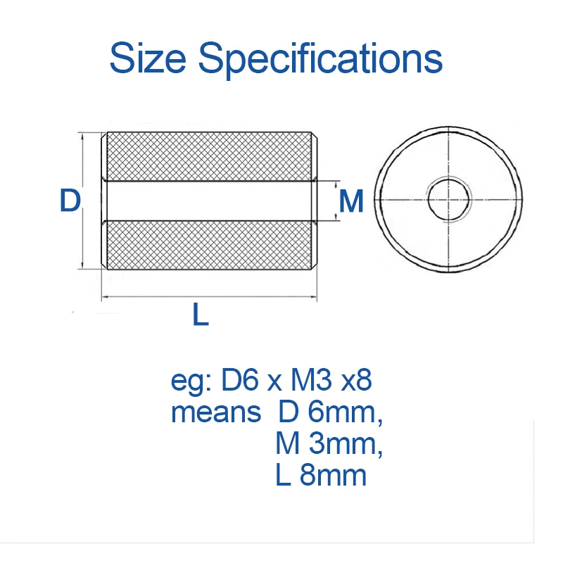 2/ 5pcs Round Knurled Coupling Nut M3 M4 M5 M6 M8 M10- M16 Stainless Steel Long Extenion Thumb Tighten Nuts