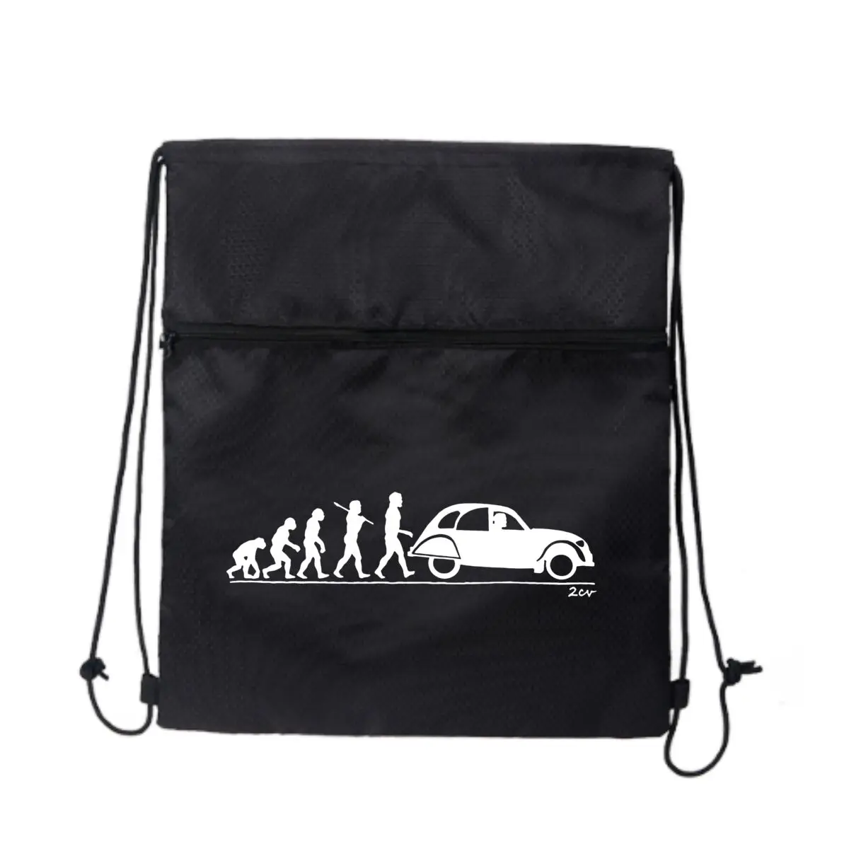 

Evolution Car Humor Art Черная регулируемая уличная сумка на молнии на шнурке