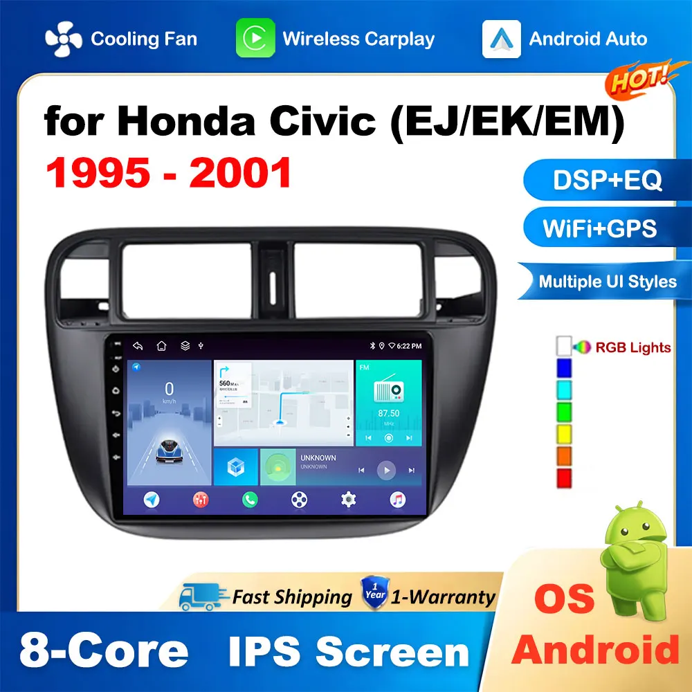 

Light Hand Drive DSP Stereo for Honda Civic (EJ/EK/EM) 1995 1996 1997 1998 - 2001 GPS Wireless Carplay 2.5D Touch Screen WIFI BT