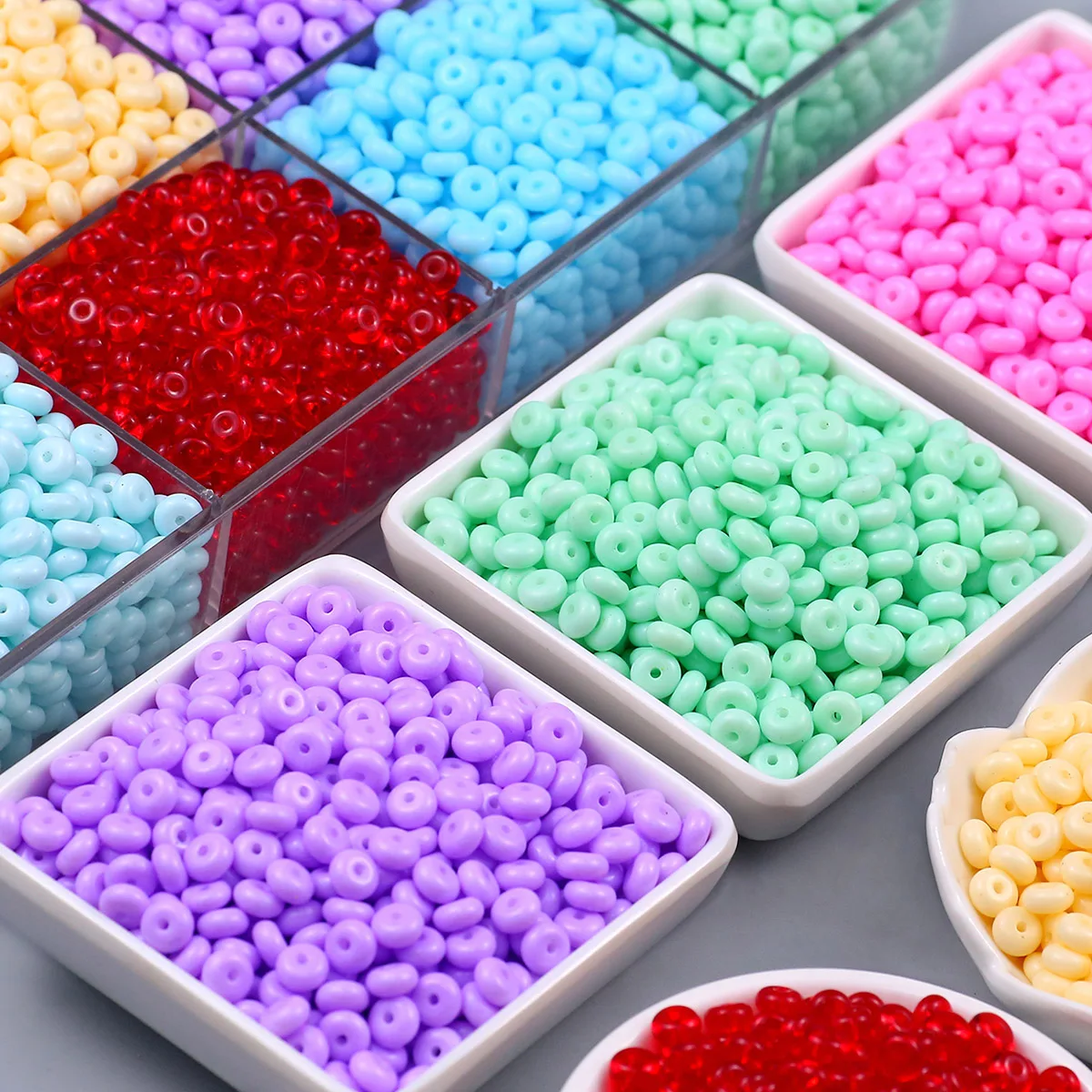 6×3mm Mixed Color Imitation Jade Flat Round Crystal Beads Glass Spacer Loose Beads For Jewelry Making Bracelet DIY Accessories