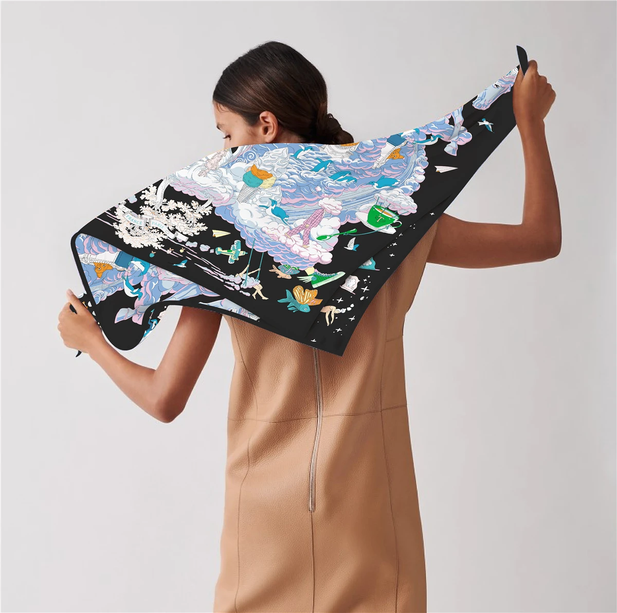 90cm 2024 Rabbit Horse Twill Silk Scarf Shawl Brand Square Scarf Women Hijab Luxury Bandana Foulard Neckerchief Head Scarves