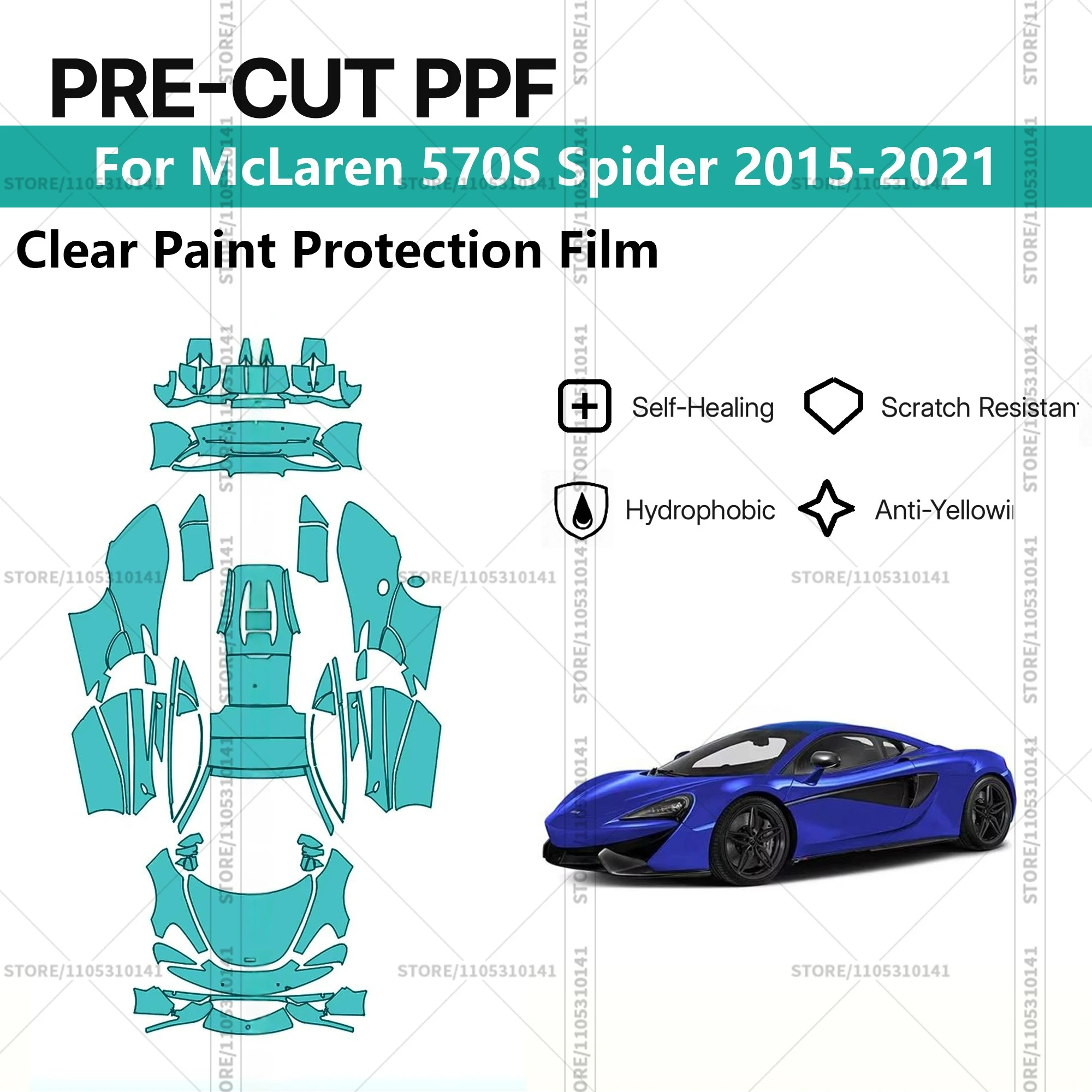 

Pre-Cut Paint Protection Film PPF Transparent Car Film Automotive PPF Full Vehicle For McLaren 570S Spider 2015-2021