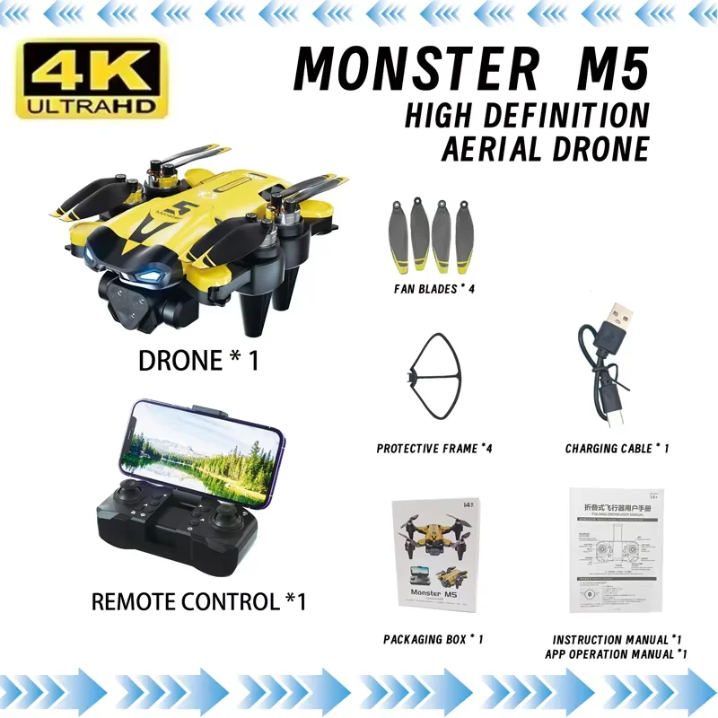 Dron 4K Con Motor Sin Escobillas, Cámara Triple Ajustable, GPS Y Prevención De Obstáculos 360°, Resistencia Al Viento Nivel 5