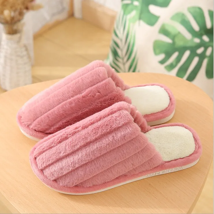 Winter Women and Men Warm Plush Slippers Non Slip Soft Shoes Comfort Flat Heel Indoor Bedroom Couple's Slippers for Home Shoes