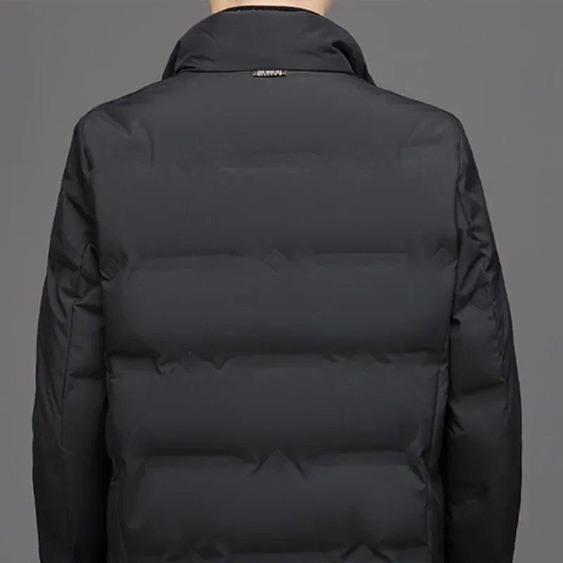 Abrigo de invierno Parkas cortas de talla grande, chaqueta gruesa y cálida nueva para hombre, prendas de vestir a la moda, abrigo con cuello levantado para mediana edad