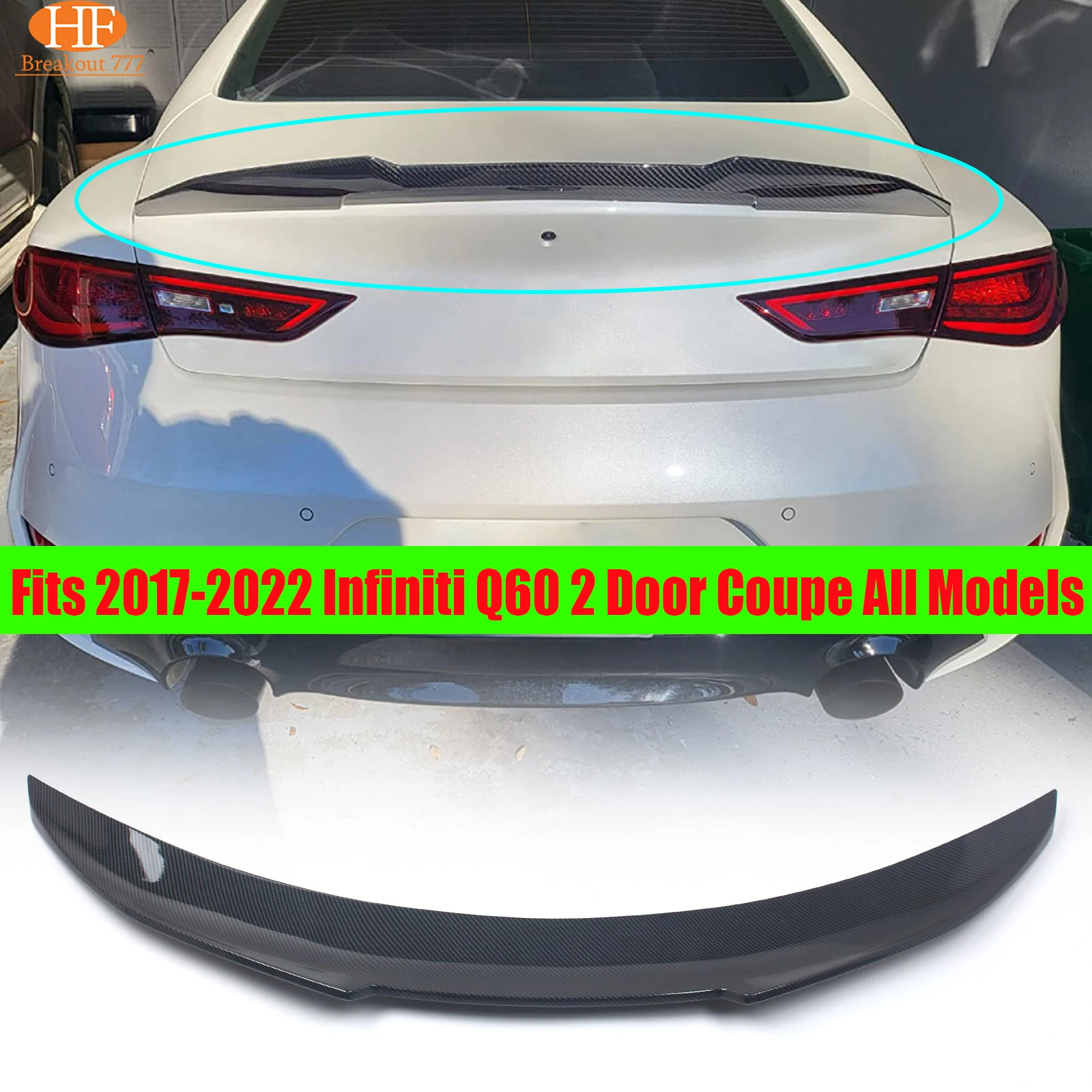 

Rear Trunk Spoiler For 2017-2022 Infiniti Q60 2 Door Coupe All Models Rear Bumper Carbon Fiber Lip Trunk Spoiler Wing