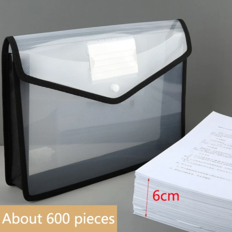 Thickened Transparent Organ Bag Large-capacity File Bag A4 Horizontal Three-dimensional Snap Bag for Student Test Paper Storage