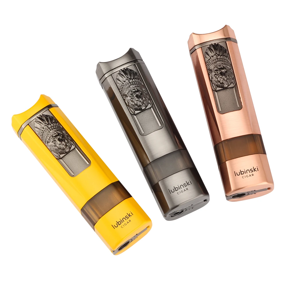 Lubinski Metal Cigar Lighter Practical with Punch Cigar Lighter Portable Torch Gas Tobacco Lighter with Exquisite Packaging