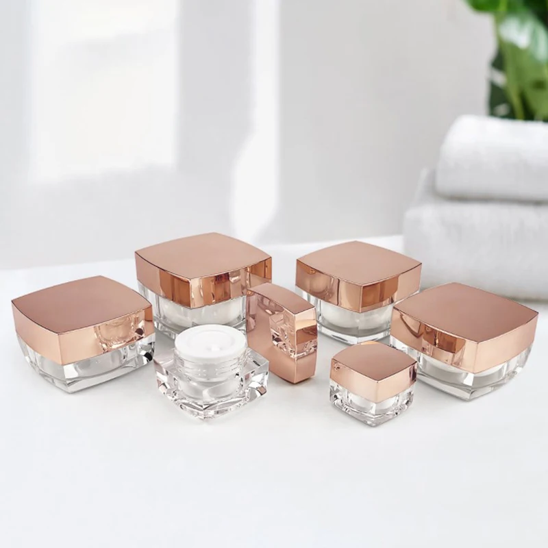 5-50g Square Empty Face Cream Jar Portable Cosmetic Container Sample Bottle Acrylic For Travel Beauty Salon Packaging Materials