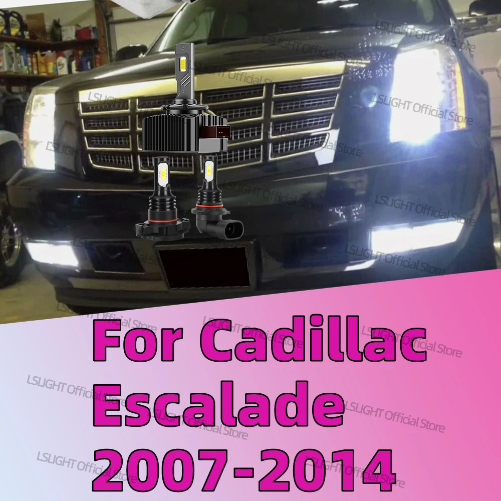 2/6x LED Headlights Fog Light DRL Lamp Bulbs For 2007-2014 Cadillac Escalade Car Front Lamps 6000K 12V Accessories
