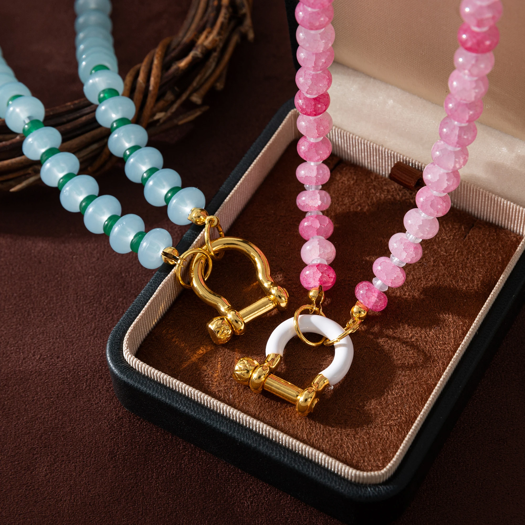 

Dopamine Fresh Simple Heart shaped Bead DIY Necklace Multi functional Women's Necklace