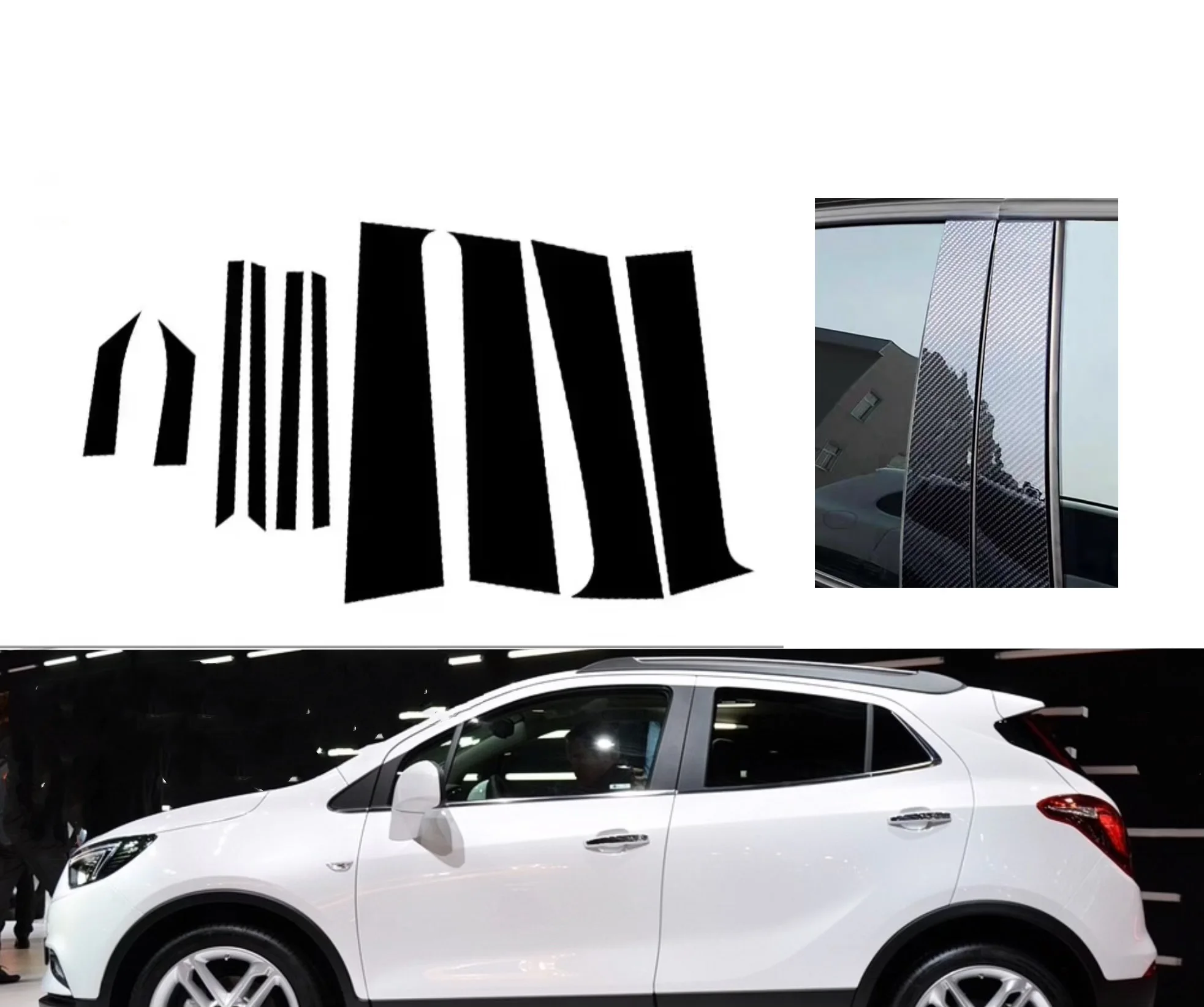 

Gloss Black Pillar Posts Silver Carbon Fit For Opel Mokka J13 2013 2014 2015-2019 Window Decor Door Side Mouliding Trim Cover