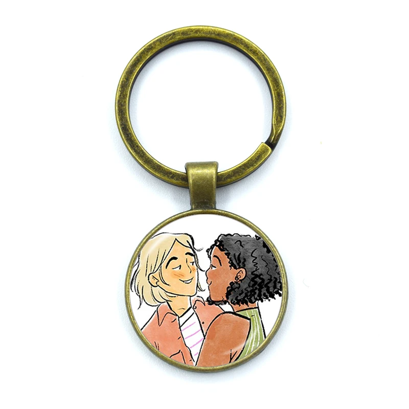 سلسلة مفاتيح مصنوعة من الأكريليك على شكل قلب مع أشكال كرتونية كوميدية من شخصية نيك وتشارلي سلاسل مفاتيح زجاجية سلسلة مفاتيح مصنوعة من الرسوم المتحركة هدايا مجوهرات #4