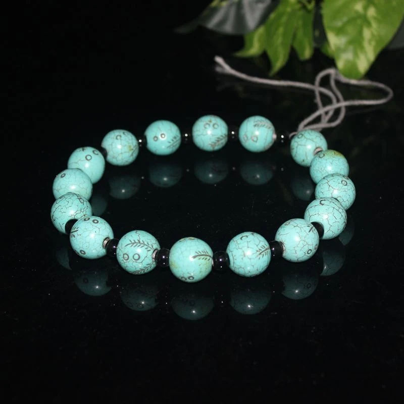 Antique-style optimized green turquoise leaf round beads string accessories