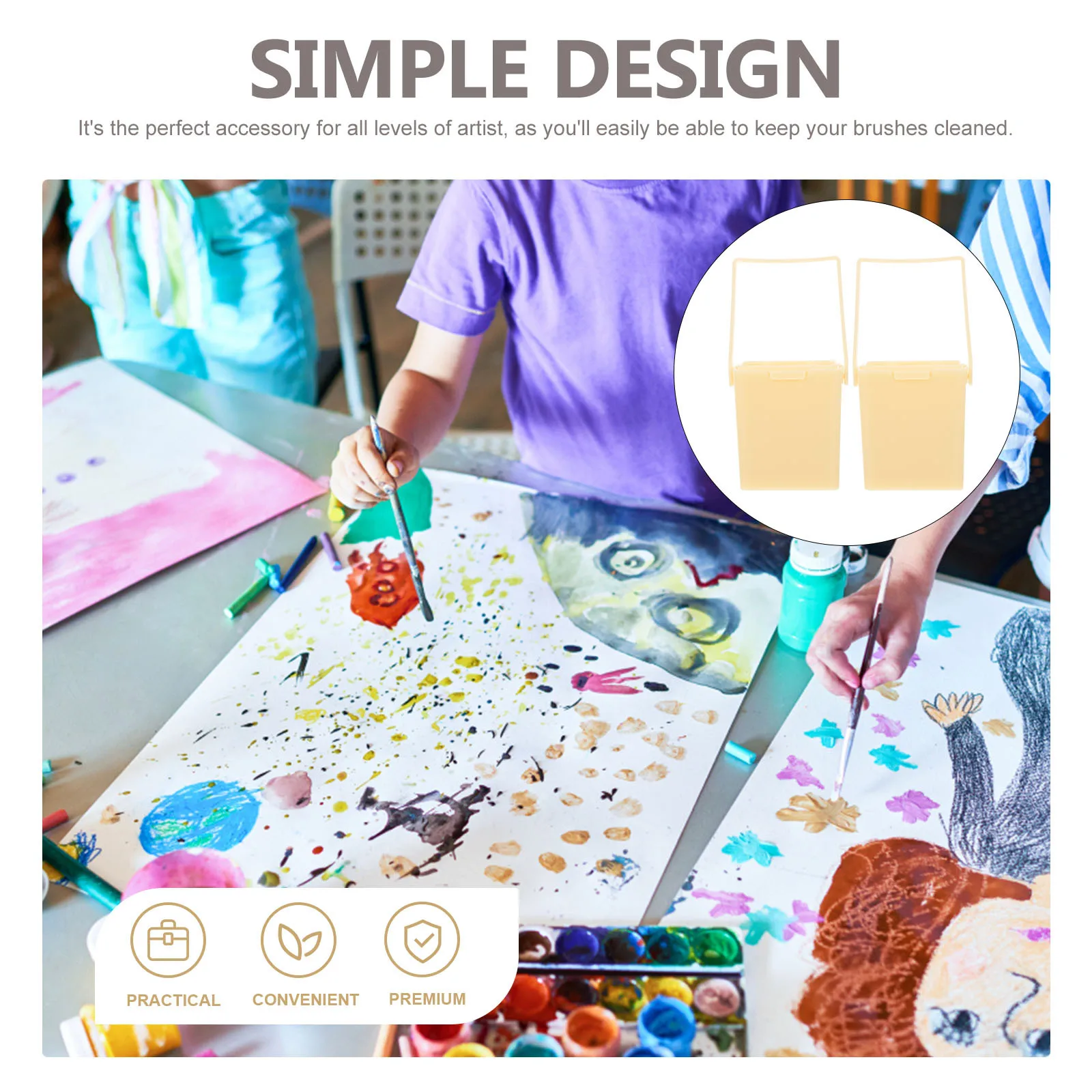 

2Pcs Paint Brush Washer Handle Cleaner Water Bucket Brush Holder Durable Household Artist Cleaning Tool Convenient Water Bucket