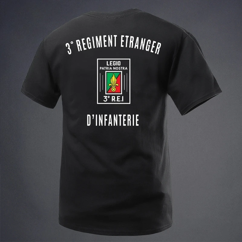Summer New Collection: French Mercenary Series Foreign Legion Theme 3rd Regiment Badge Round-neck Short-sleeved T-shirt