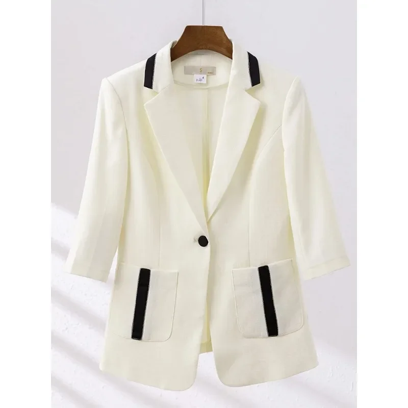 Nero marrone Beige pantalone donna donna mezza manica Blazer e pantaloni donna abbigliamento da lavoro formale 2 pezzi Set per l'estate primavera