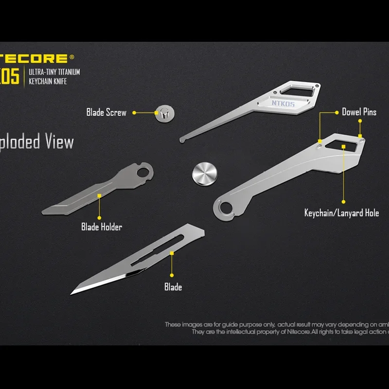 Imagem -06 - Nitecore Ntk05 Mini Faca Multi Funcional Dobrável Ultratiny Titanium Leve Várias Ferramentas Chaveiro Faca Tática