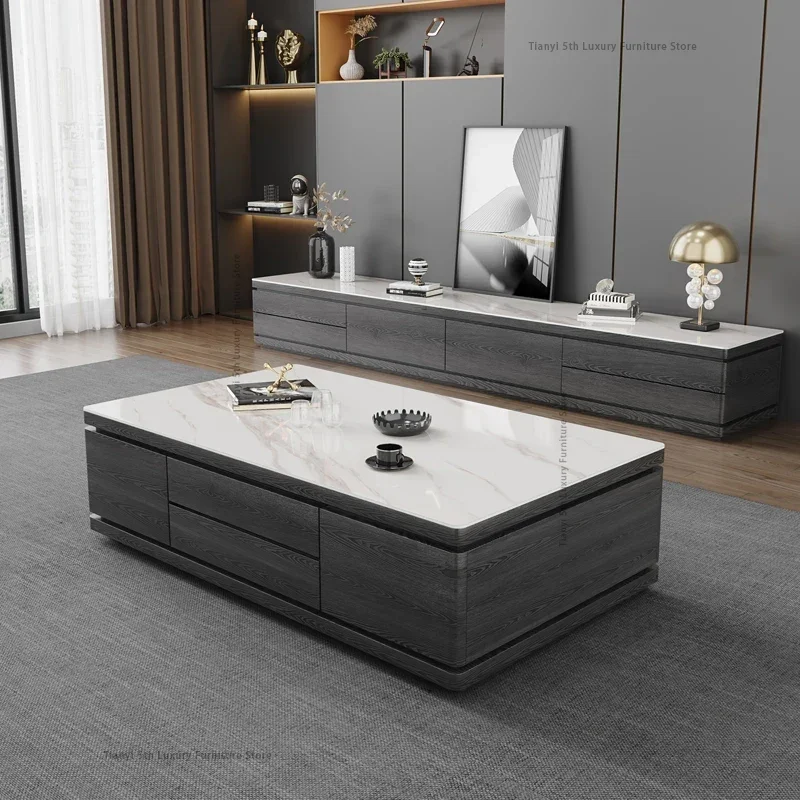 

High-end Italian Coffee Tables Nordic Rock Plate Design Living Room Coffee Tables Simple Quadrate Home Furniture Couchtisch FYCT