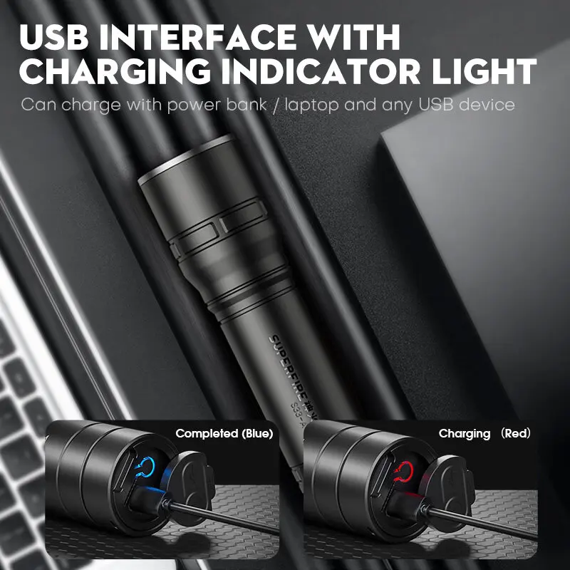 SuperFire S33-A Small led flashlight long lasting rechargeable lamps Mini torch edc flashlights for Camping Hunting Lantern