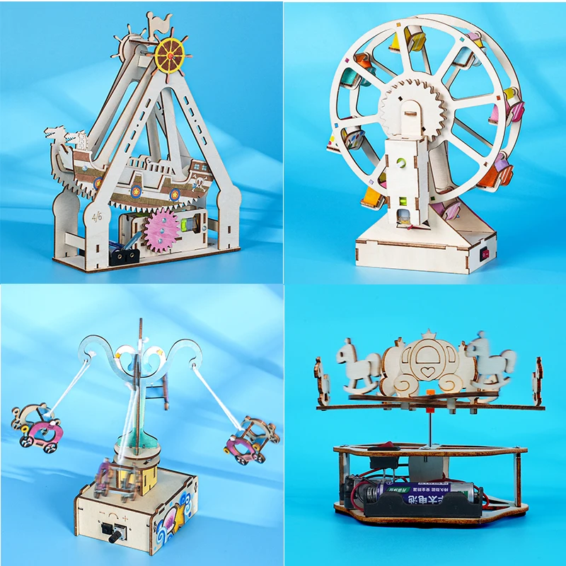 kit-de-4-briques-scientifiques-theme-parc-d'attractions-pour-enfants-jouet-Educatif-de-technologie-et-de-physique-pour-l'apprentissage