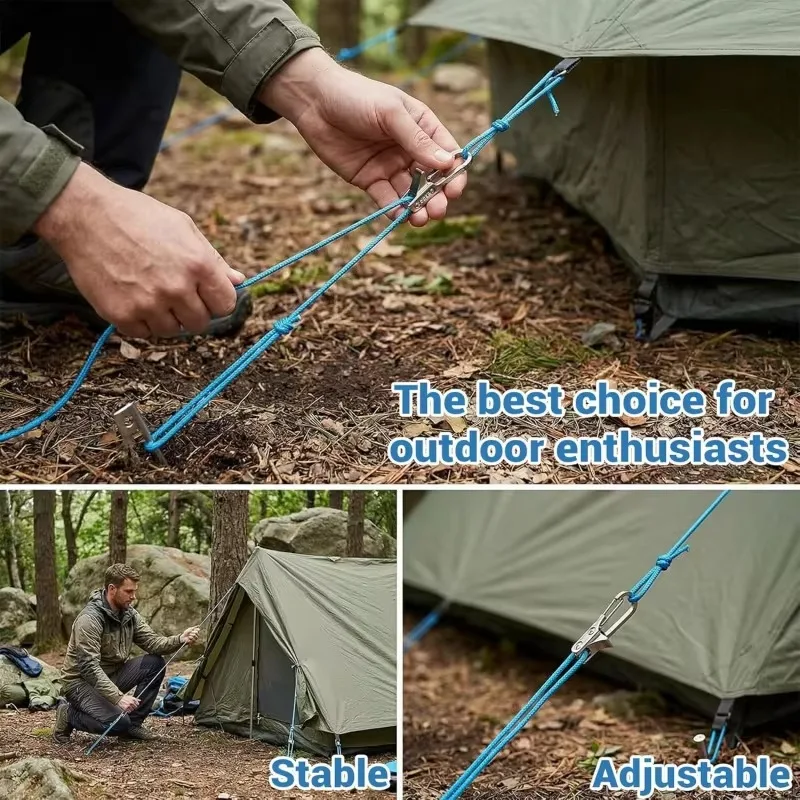 Rope Tying Tool And Tensioner with Roller Tensioner, Heavy-Duty Retractable Buckle with Accessory Rope, Suitable for Camping image 6