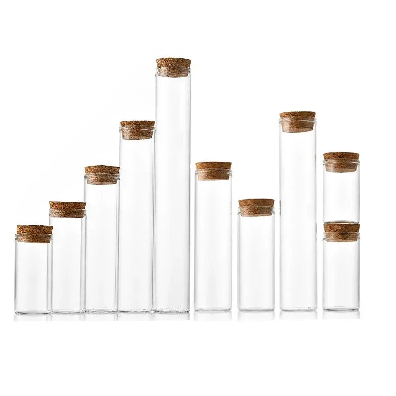 30 STKS 10 ml-100 ml Mini Kurken Glazen Flessen Rechte Mond Glazen Flesjes Duidelijke Opslag Potten Wens Fles DIY Decoratie Containers