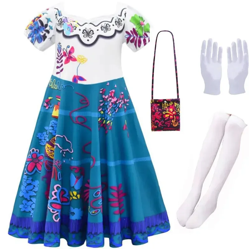 Girls toddler Princess mirantiel dress cosplay dress gloves socks fancy summer dress Carnival Christmas gift anime costume
