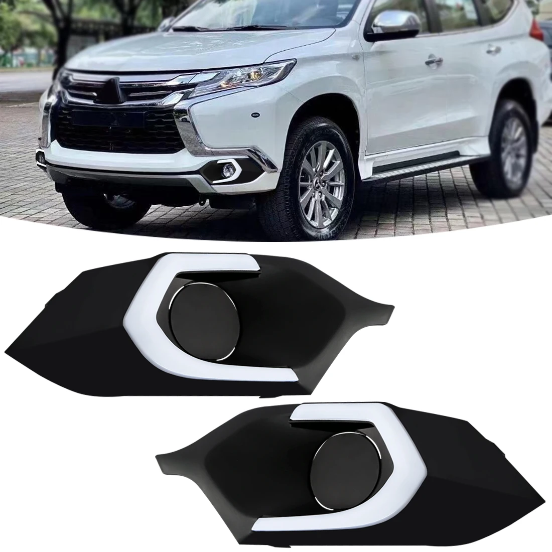 

Дневные ходовые огни для Mitsubishi Lancer Pajero 2015 2016, светодиодные дневные ходовые огни, белые Противотуманные фары с передним поворотным сигналом, желтые автомобильные аксессуары, 12 В