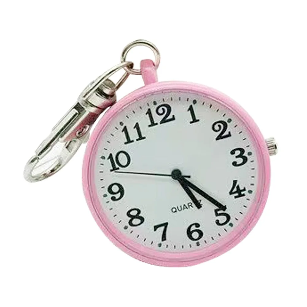 Large Dial Quartz Pocket Watches Luminous Dots Keyring Chest Watches Small Round Minimalist Design Pocket Watch Clock