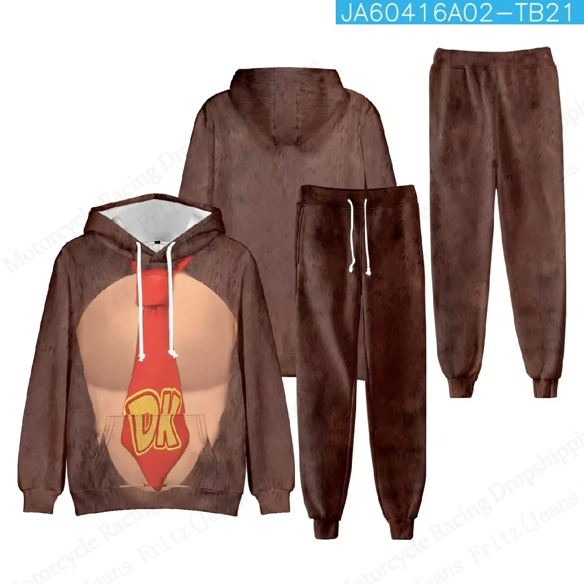 Set Hoodie Celana Dua Potong Motif Kartun Bowser Cetak 3D Set Pria Wanita Fashion Hoodie+Celana Set 2 Potong Baju Olahraga Tracksuit Outerwear