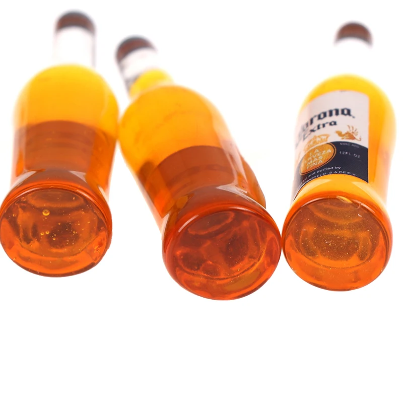 【M】10Pcs 1:6 Dollhouse Miniature Resin Beer Bottle Simulation Wine Bottle Model Doll House Accessories Kids Toys