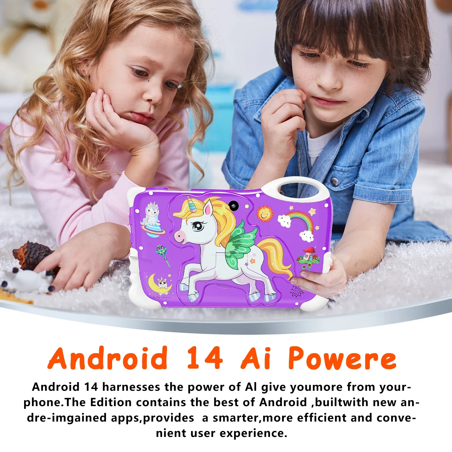 2024 New Kids Learning Tablet 7inch Android14 10core 12GB RAM 512GB ROM 16MP+32MP WiFi Bluetooth5.0 5G 10000mAh Cute Case Tablet