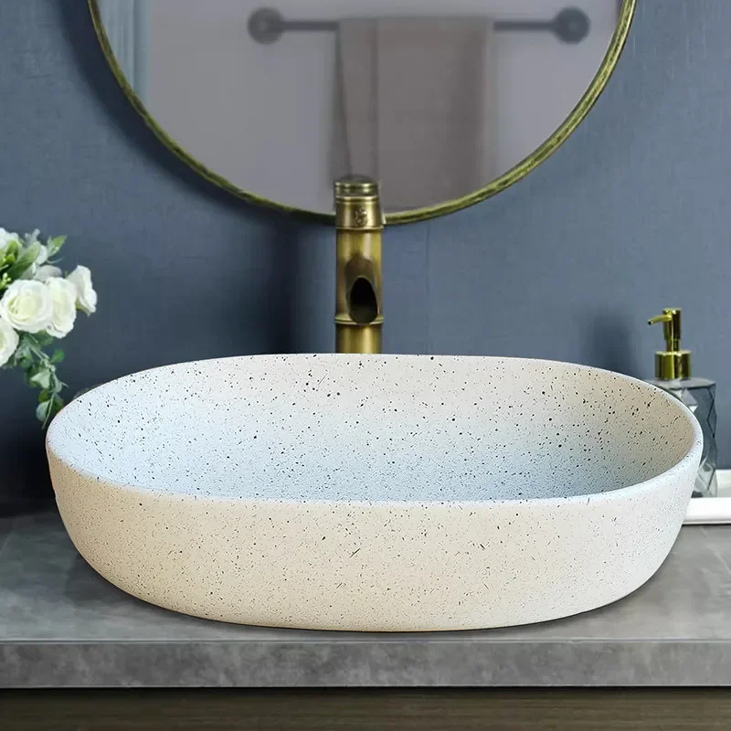 for Ceramic Retro Art Basin Countertop Washbasin for Household Bathroom Balcony Sink