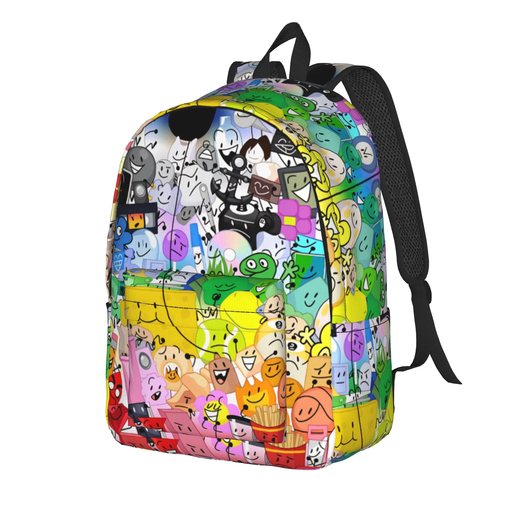 BFDI Inanimate Insanity All Characters  Backpack  Women Men Polyester Hiking Backpacks Durable Fashion School Bags Rucksack