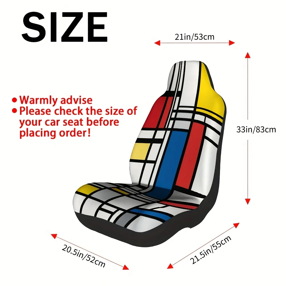 2pcs Fit Car Seat Covers Compatible For All Vehicles - Modern Abstract Geometric Front Seat Protectors With Soft Cushioning, Mac