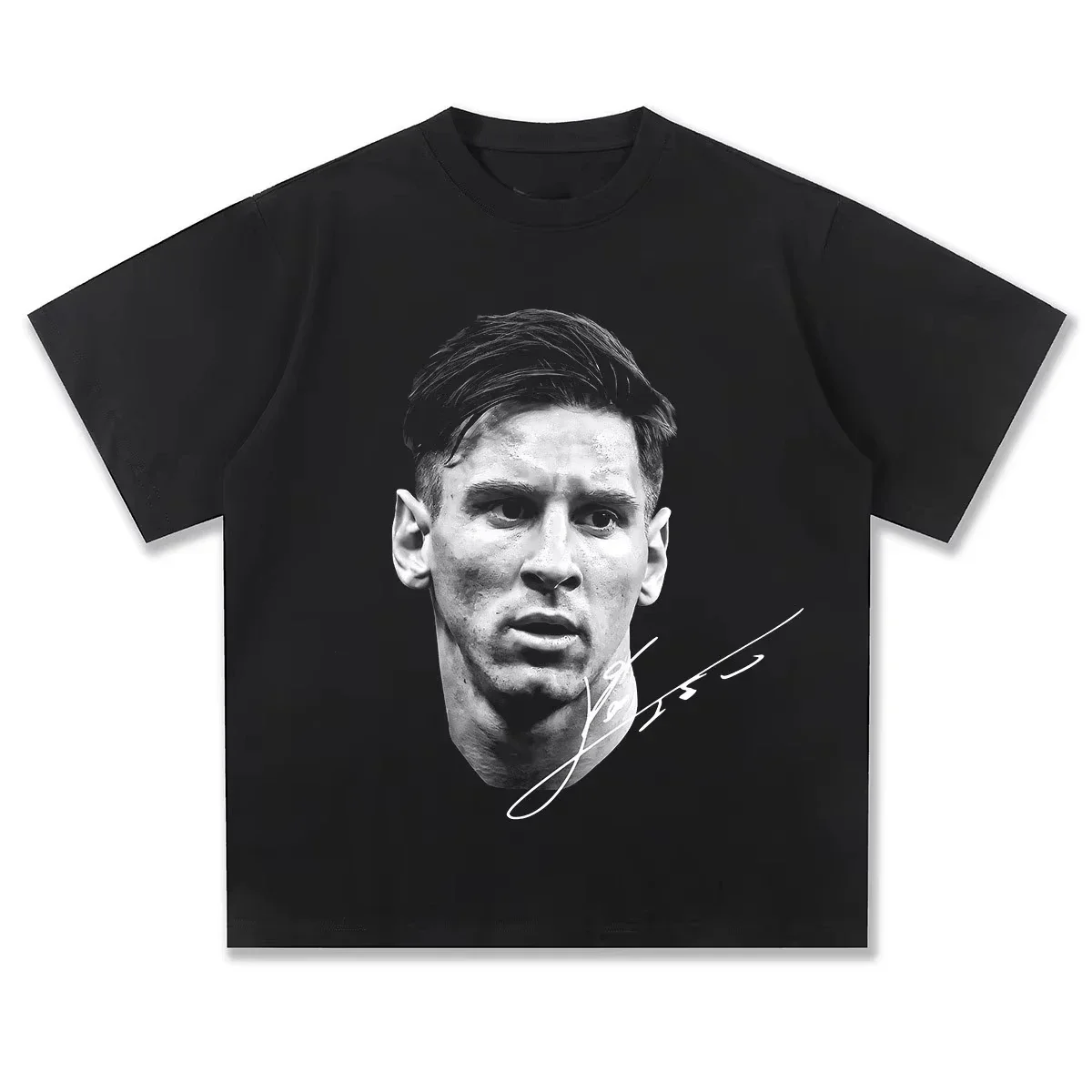 

2025 Spring/Summer Leo Messi Football Vintage Printed Sports Casual Short Sleeve T-shirt Men's and Women's American Cotton Top
