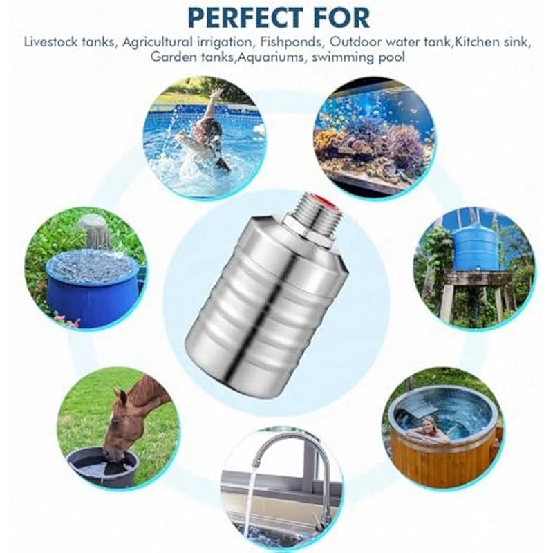 Válvula flutuante para bebidas, válvula flutuante de água de 1/2 a 3/4 espaços, desligamento automático, tanque de água, controle automático de nível de água, válvula flutuante