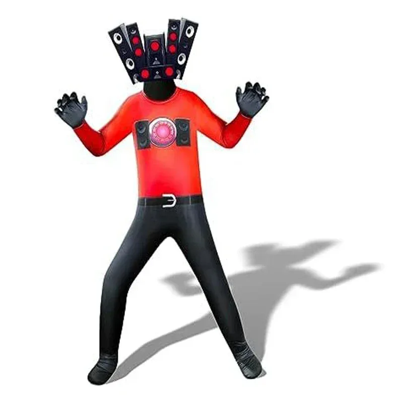 2025 yiyi Costume Camera Tv Speaker Man Bodysuit Jumpsuit Mask for Women Men Skibidi Toilet Cosplay f