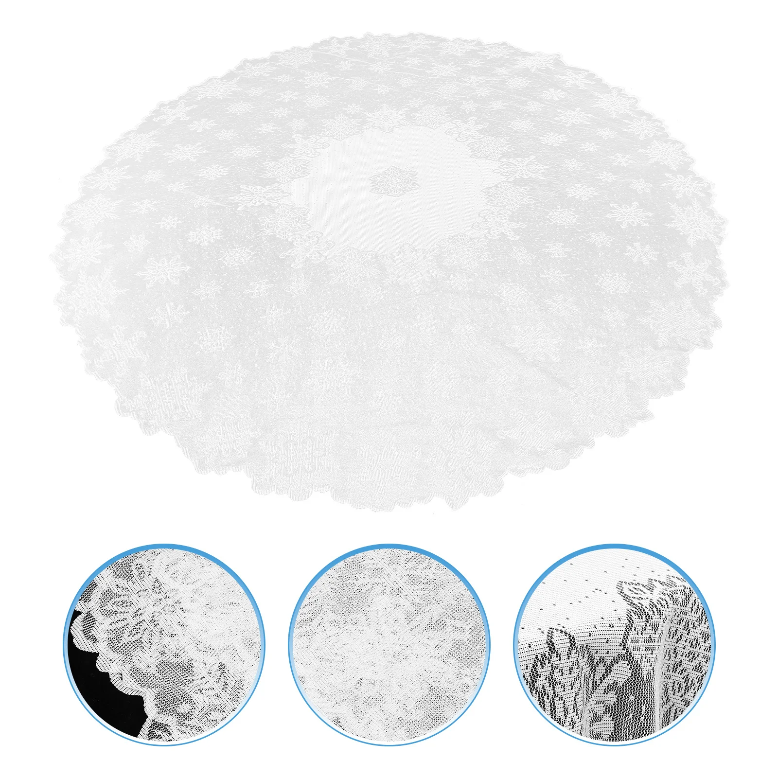 

Snowflake Tablecloth Christmas Fabric Table Cover Round White Holiday Decoration For Home Party Dining Room Kitchen Table