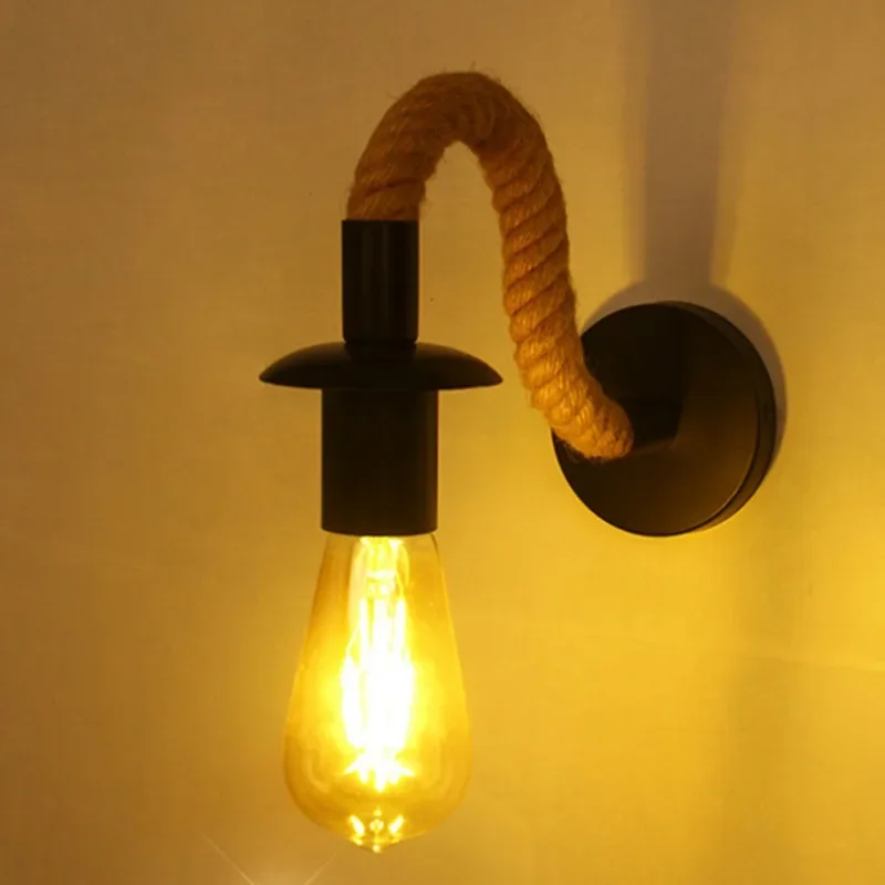 

Retro Hemp Rope LED Indoor and Outdoor Lights Indoor Villa Courtyard Lamp Terrace Lamp Exterior Small Wall Lamps