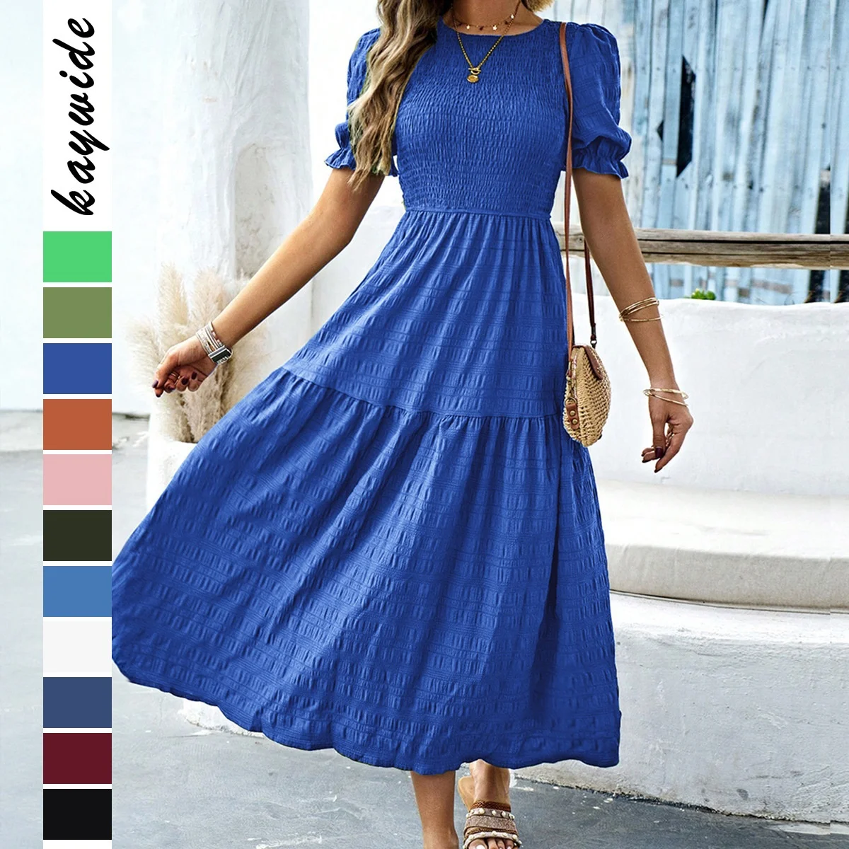 

Повседневная летняя женская юбка макси с высокой талией и сборкой на талии Bell Sve Holiday Sle из полиэстера, длина ort Sve